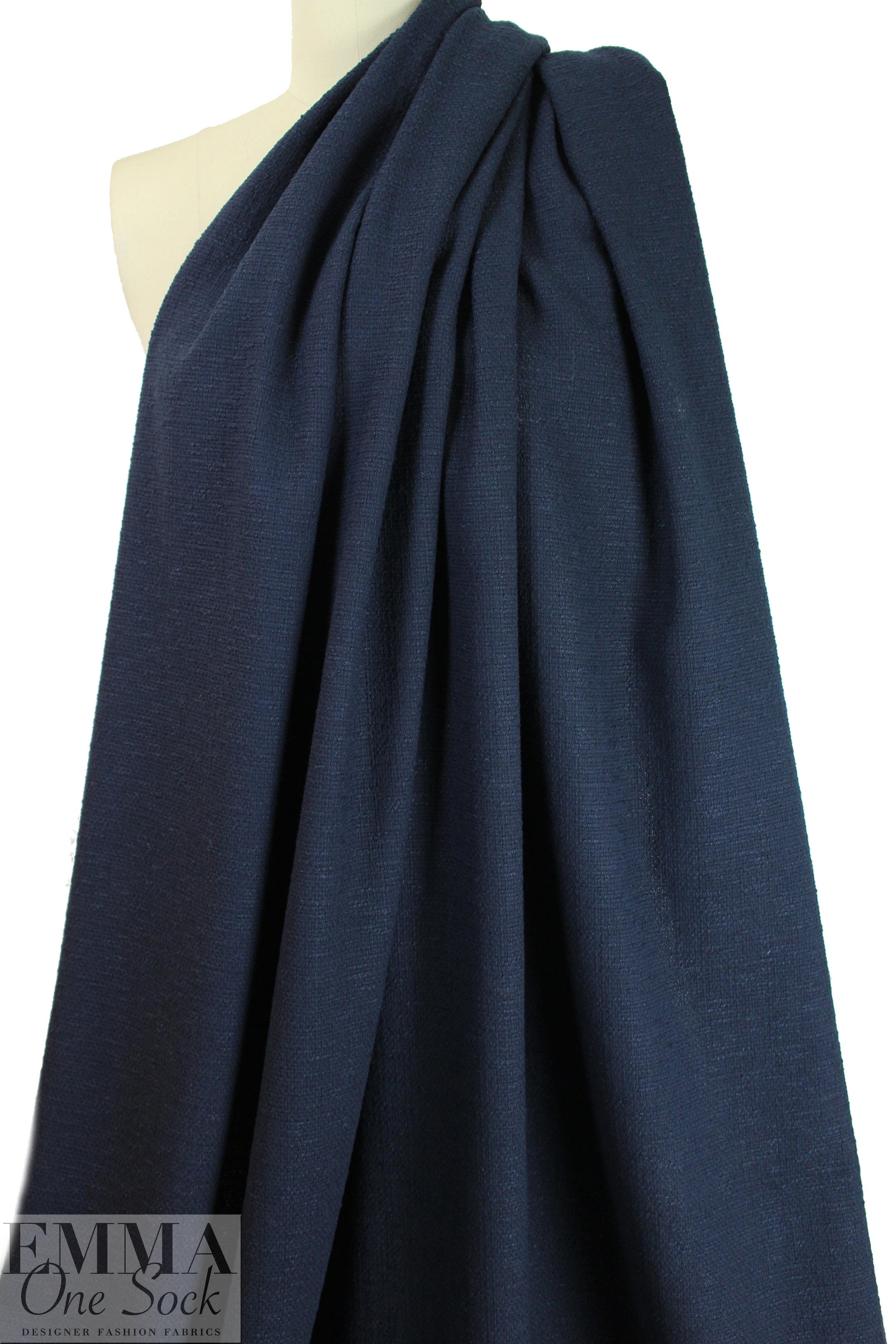 designer navy cotton blend textured suiting