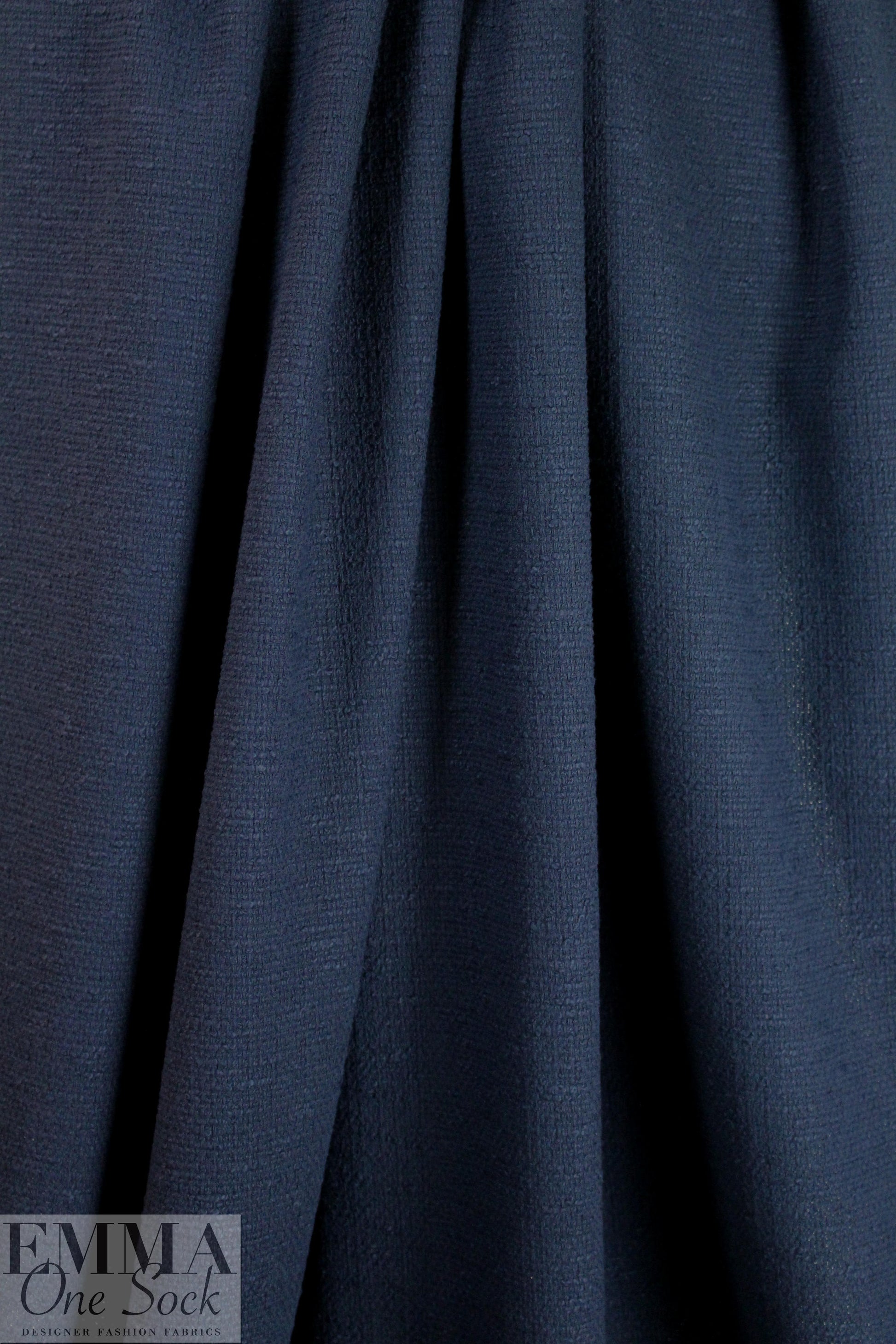 designer navy cotton blend textured suiting