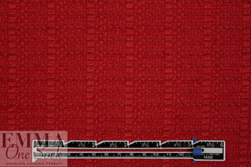 designer deep red textured boucle' suiting 1.5 yd