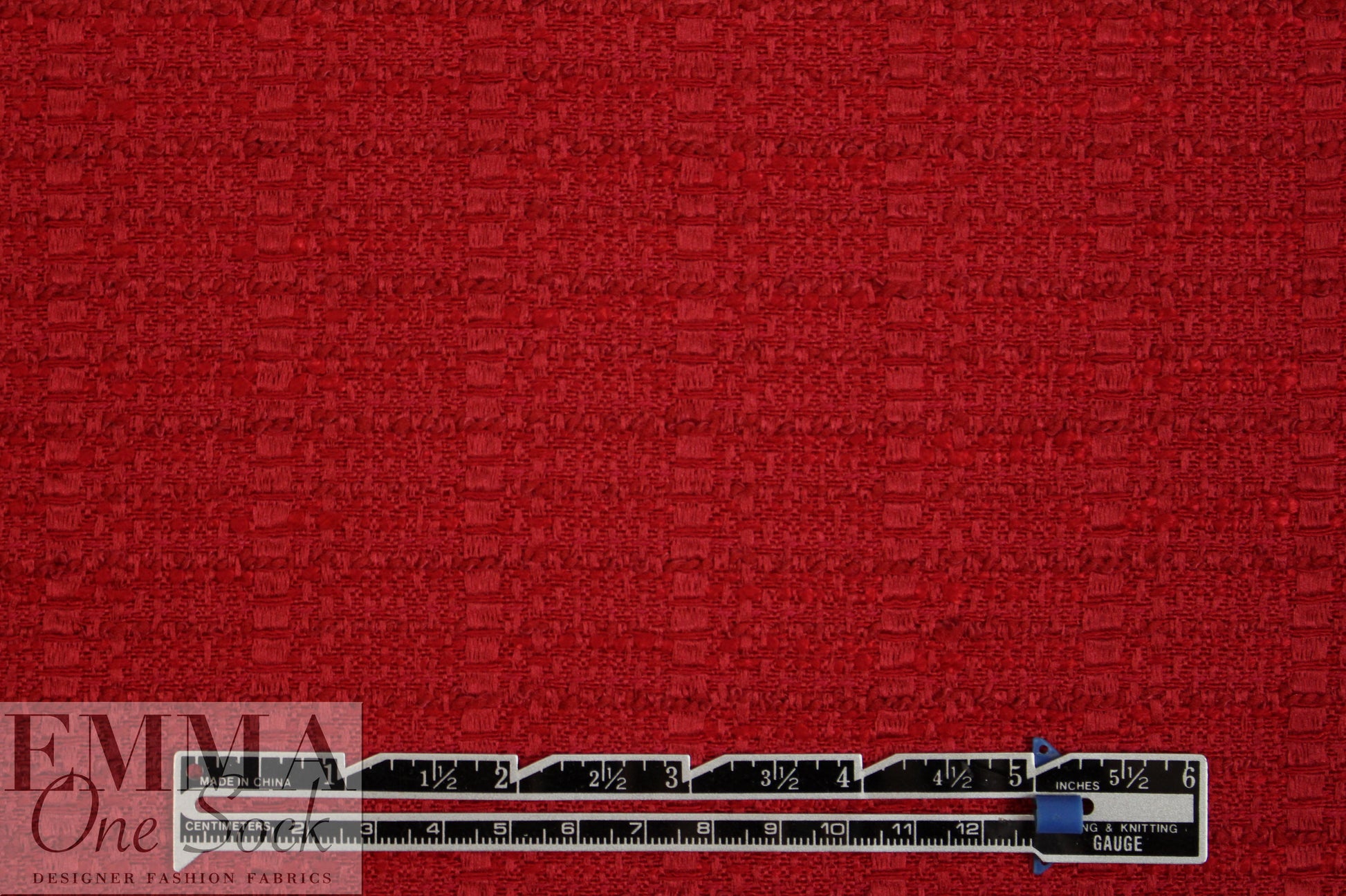 designer deep red textured boucle' suiting 3 yds