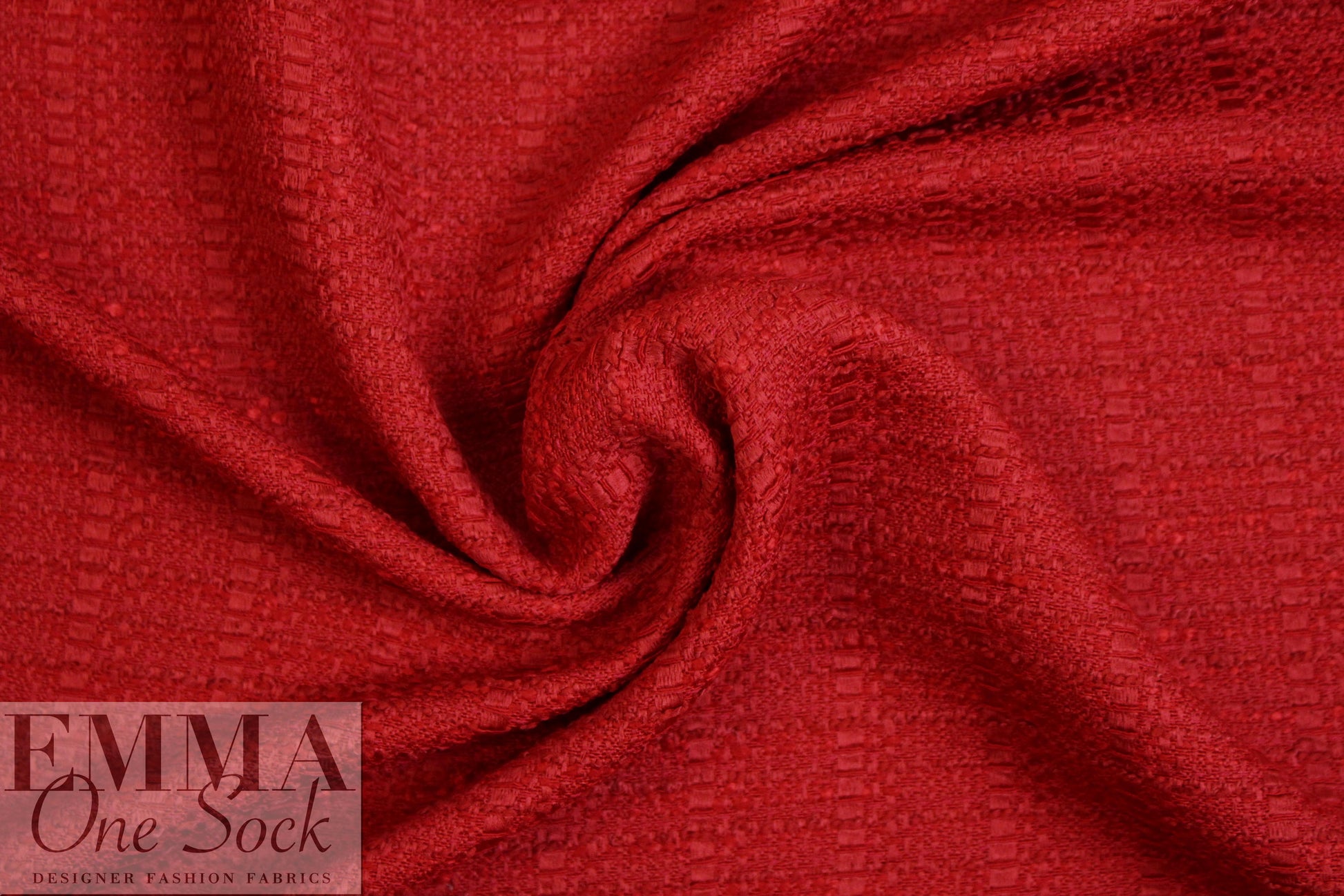 designer deep red textured boucle' suiting 1.5 yd
