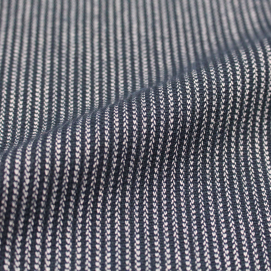 Italian cotton lightweight vertical stripe woven - navy 1.125 yds