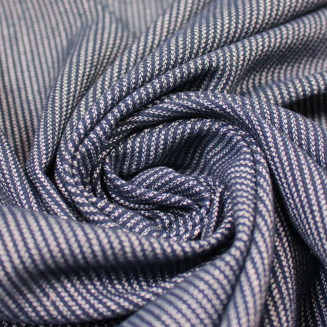 Italian cotton lightweight vertical stripe woven - navy 1.125 yds