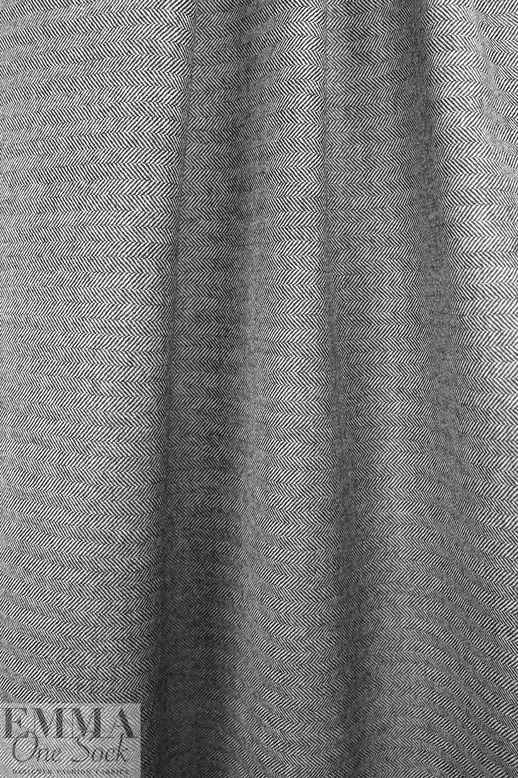 NY designer b/w horizontal herringbone wool suiting .75 yds