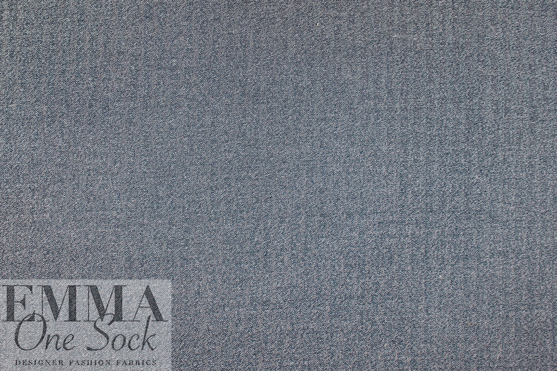 NY designer tweedy herringbone wool suiting - indigo/white 1.25 yds