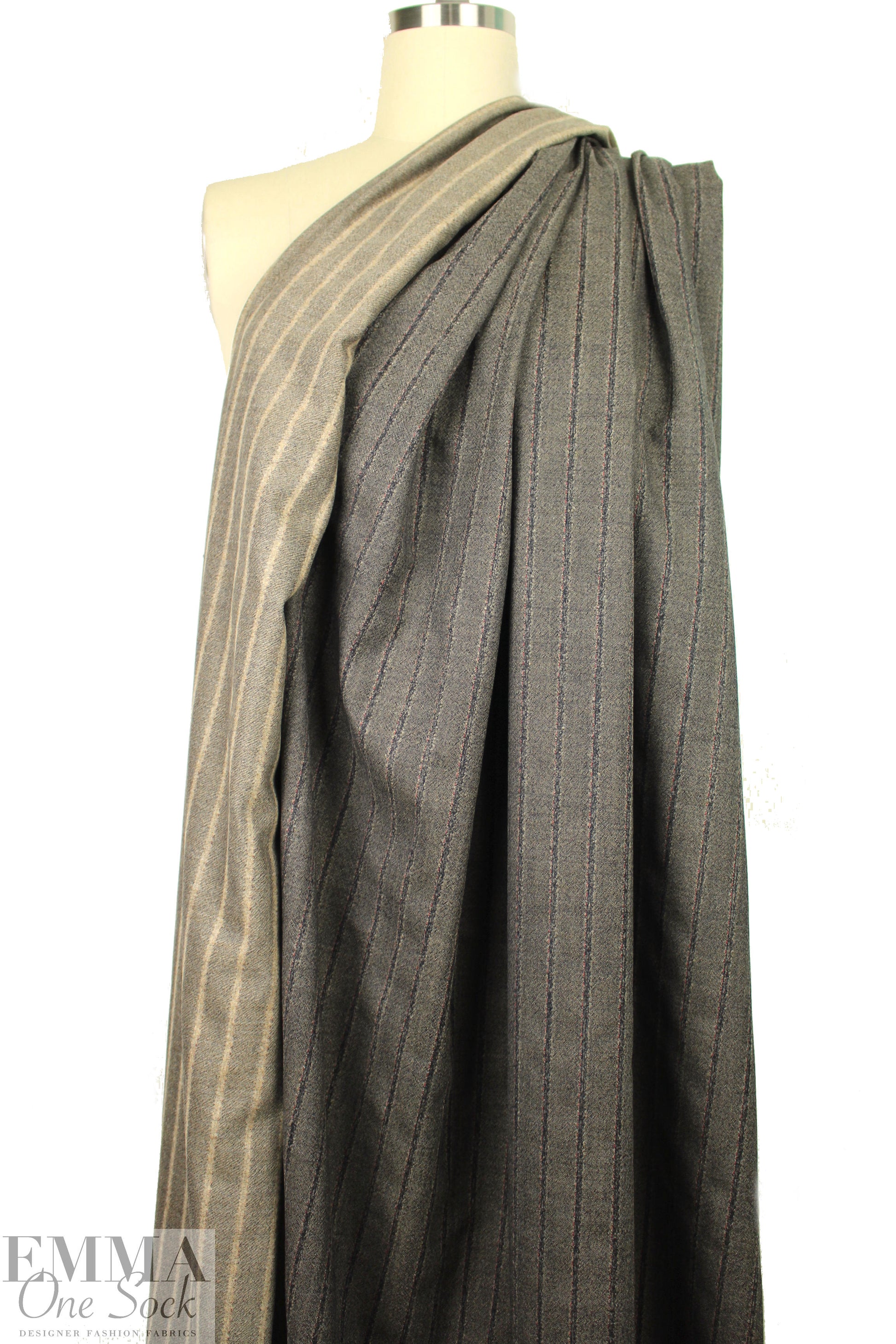 Italian all-wool reversible earthy stripe suiting