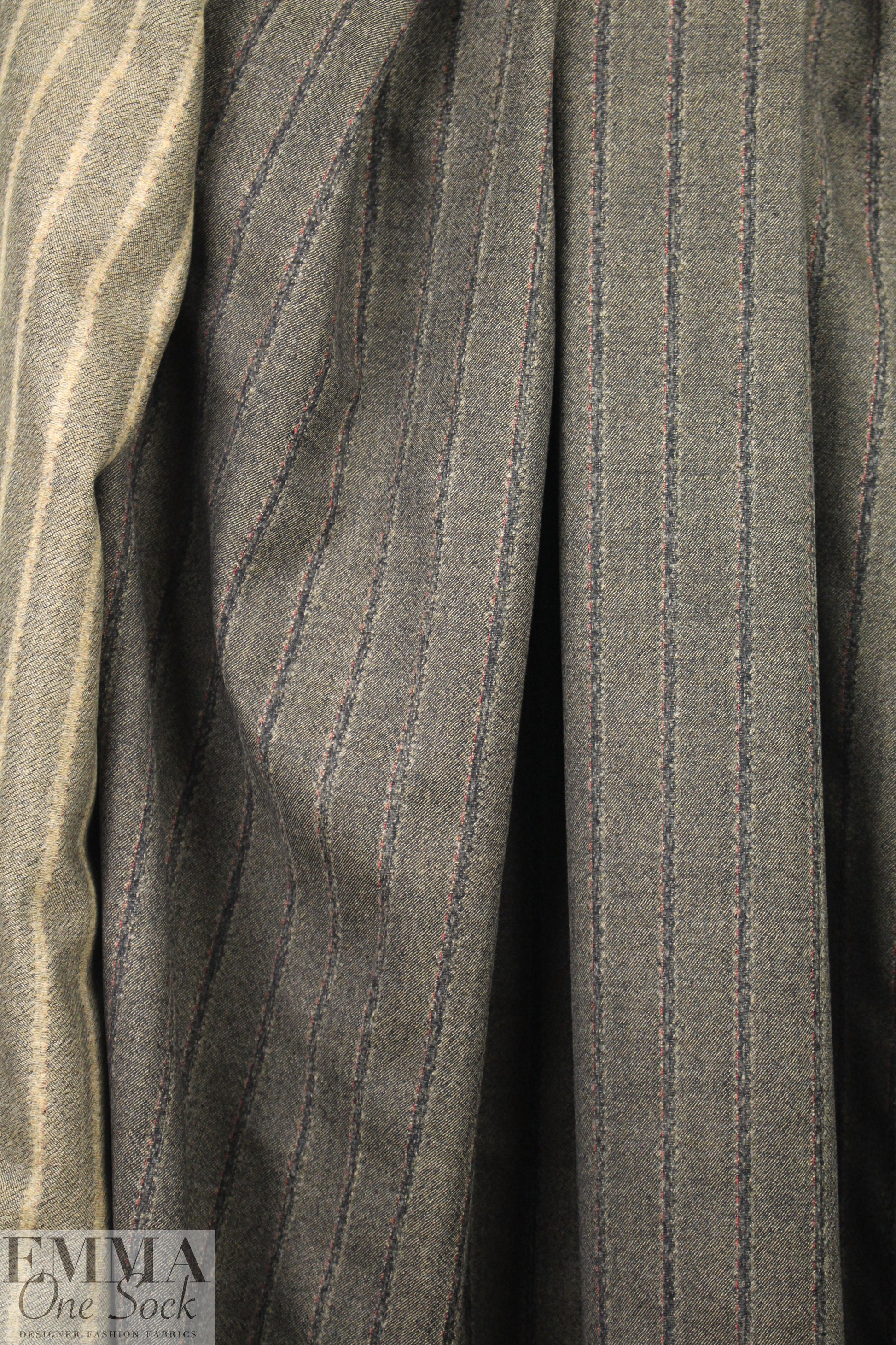 Italian all-wool reversible earthy stripe suiting 1.5 yds