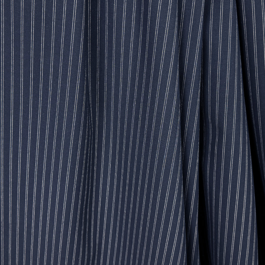 double pinstripe stretch cotton suiting - midnight/white