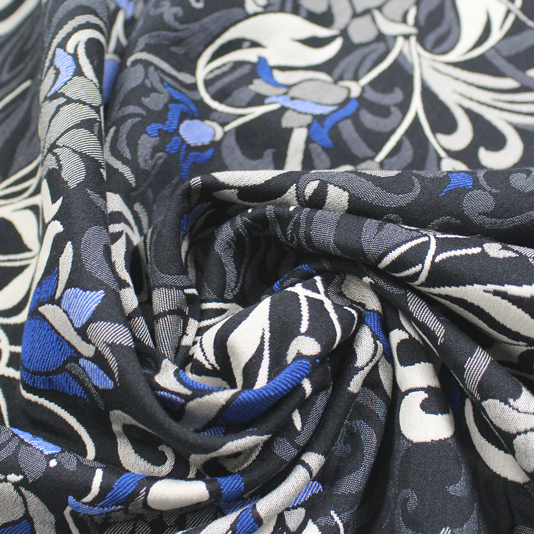 Italian 'nouveau floral' cotton blend stretch jacquard .75 yds