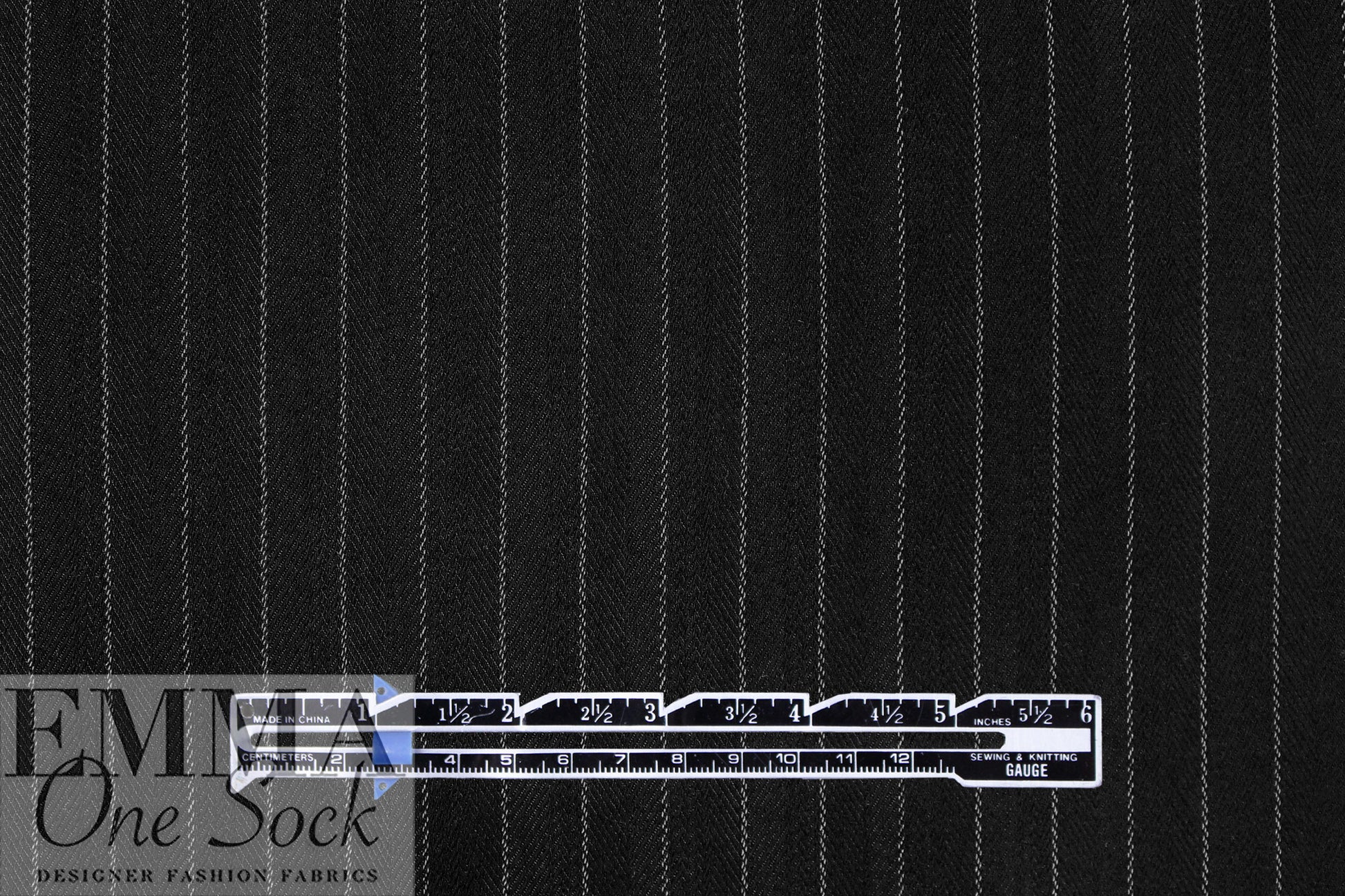 CA designer herringbone pinstripe visc./silk woven - black/gray 1.66 yd