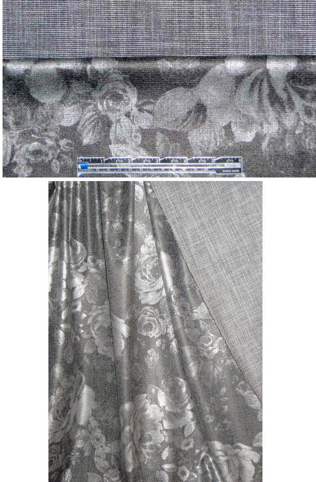 Italian silver rose printed stretcn tweed suiting