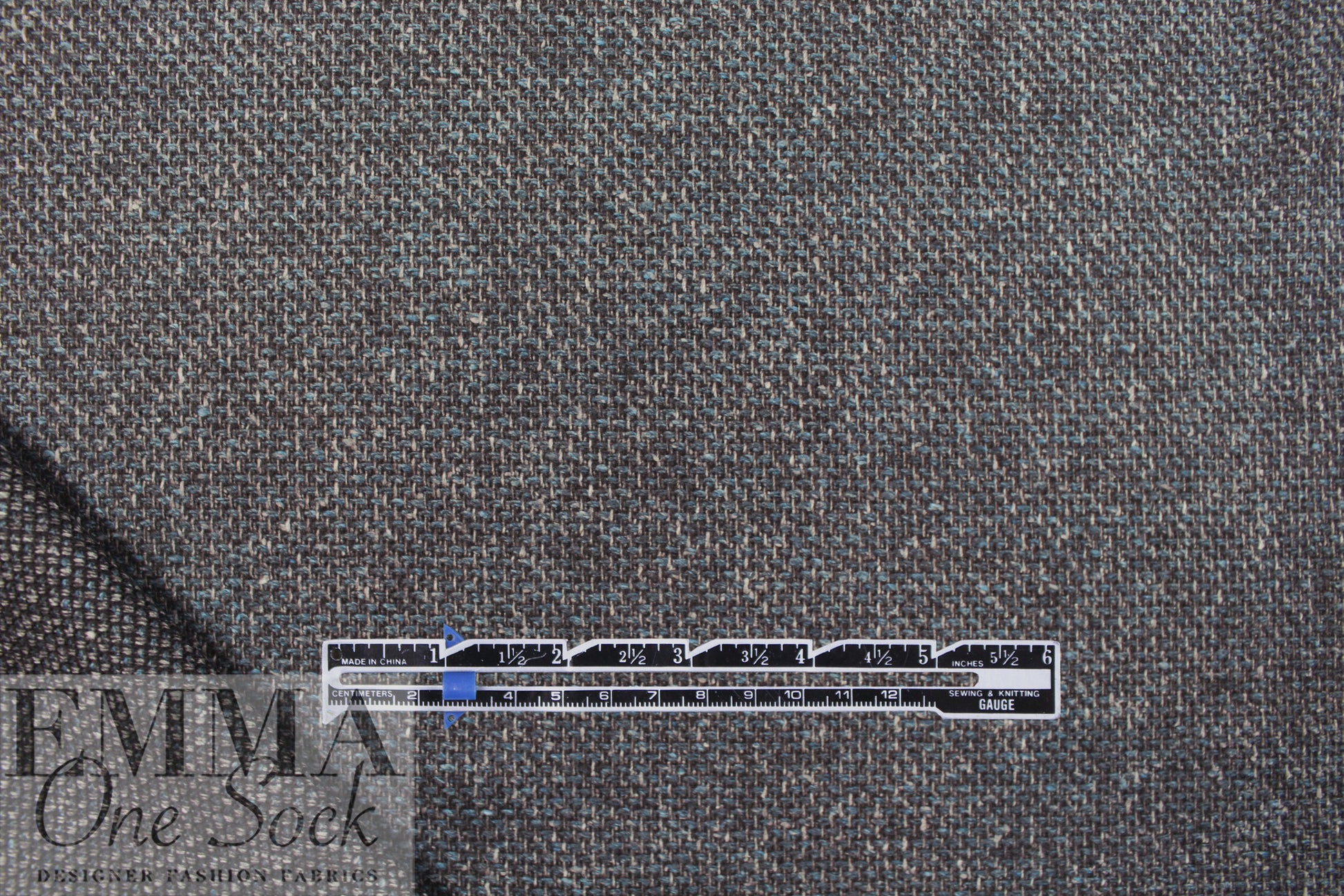 Italian crossweave wool suiting - bluestone/pewter/black 1.875 yd