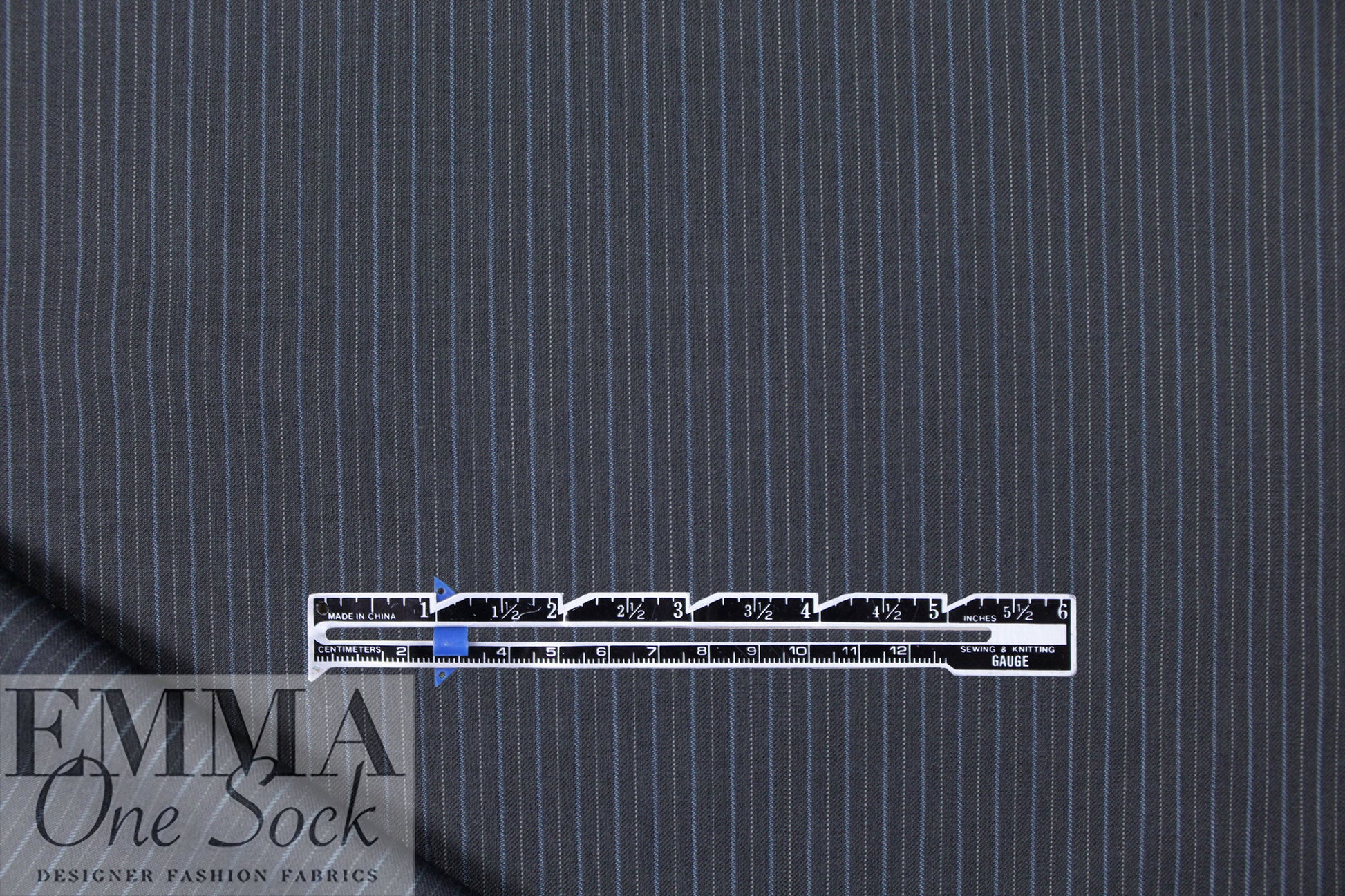 Italian all-wool midnight stripe lightweight suiting 2 yd