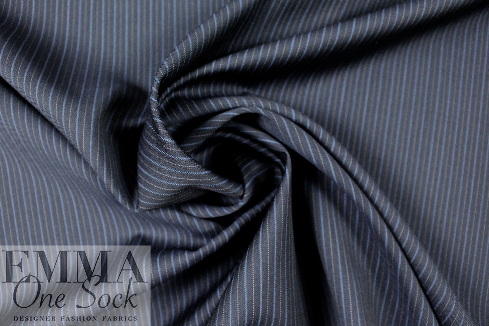 Italian all-wool midnight stripe lightweight suiting 2 yd