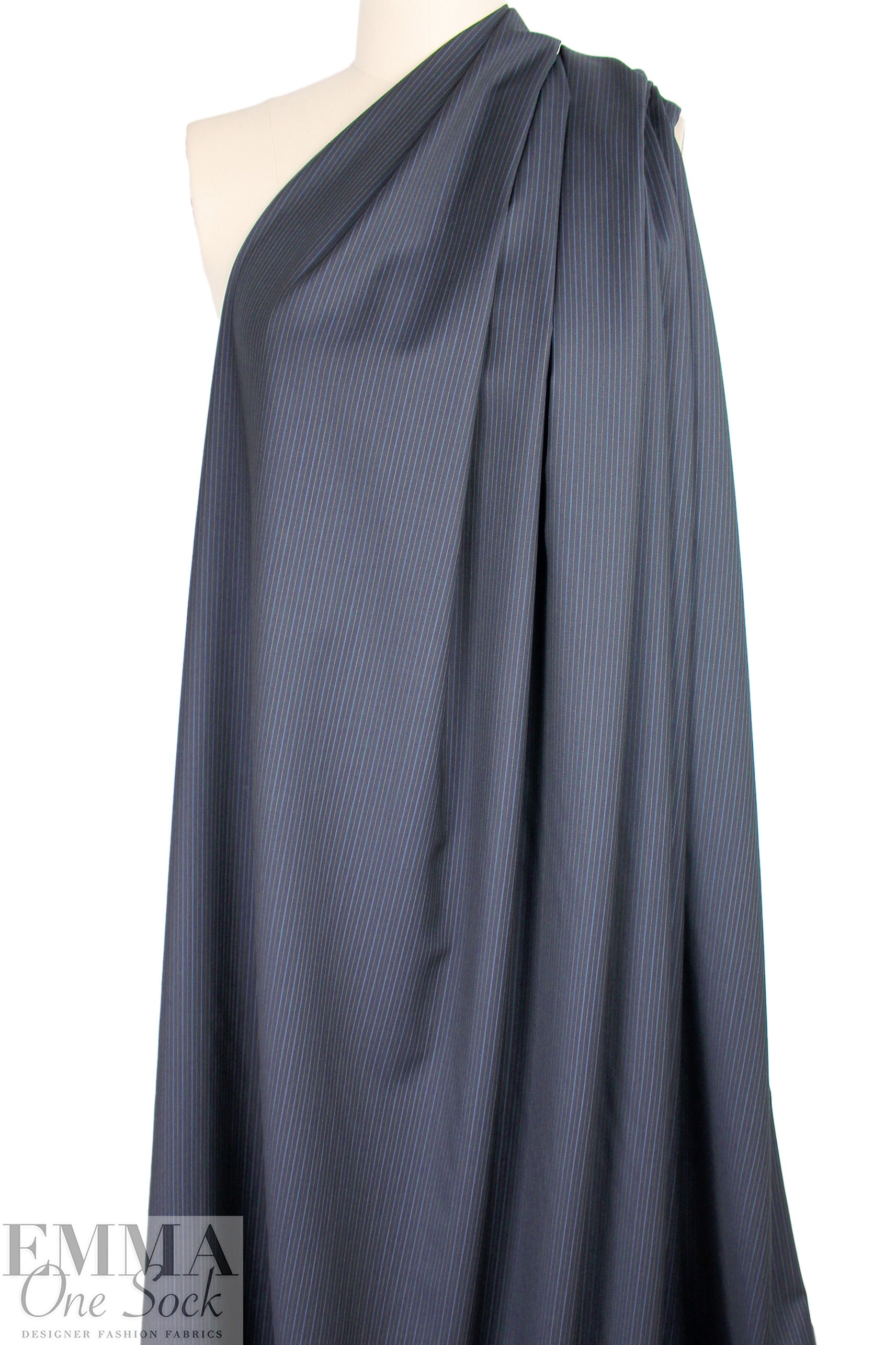 Italian all-wool midnight stripe lightweight suiting 2 yd