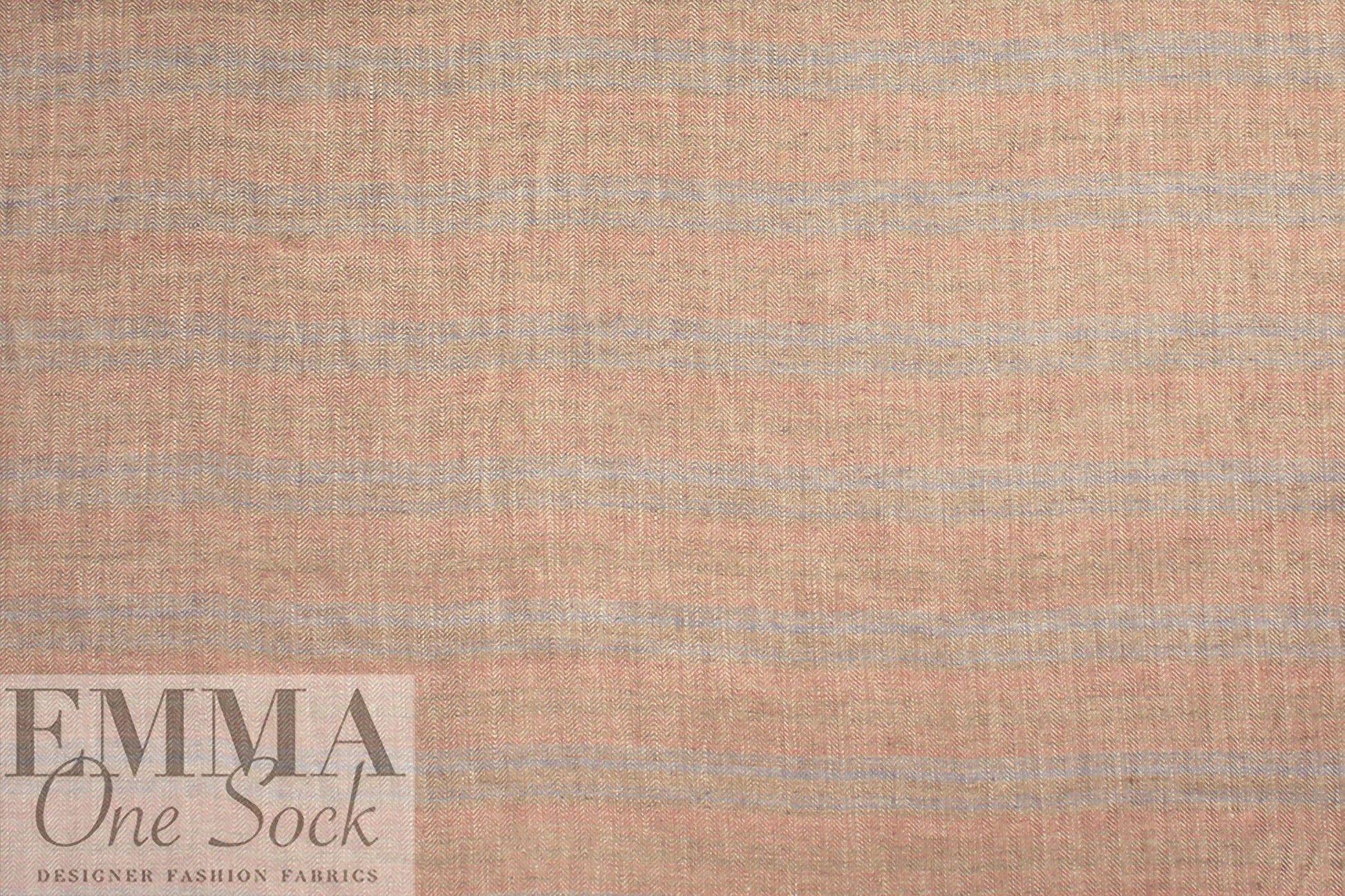 European linen herringbone woven - blush/denim/ginger .875 yds