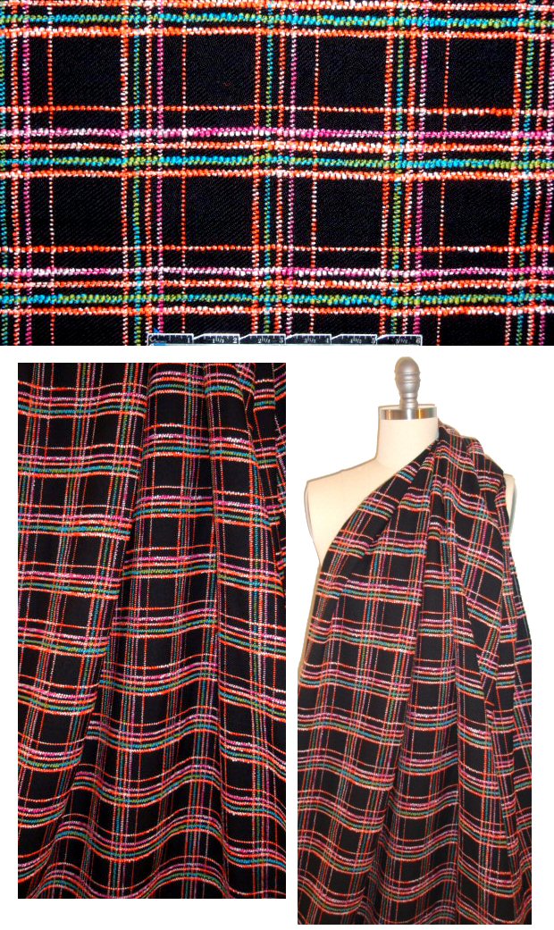 French black with neon colors plaid suiting