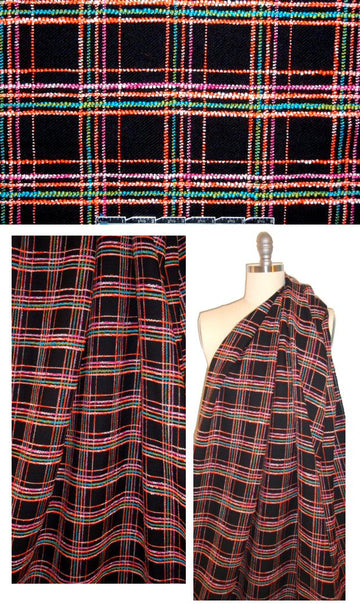 French black with neon colors plaid suiting
