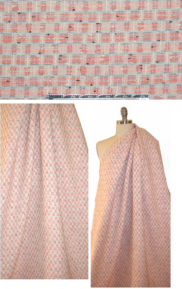 Rebecca Tay1or cotton blend coral pink/cream suiting