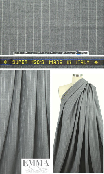 Italian super 120 yarn-dyed stripe - banker's gray