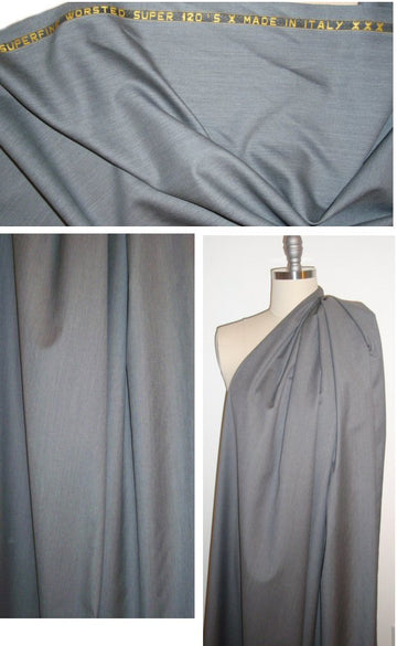 Italian super 120 virgin wool suiting - banker's gray