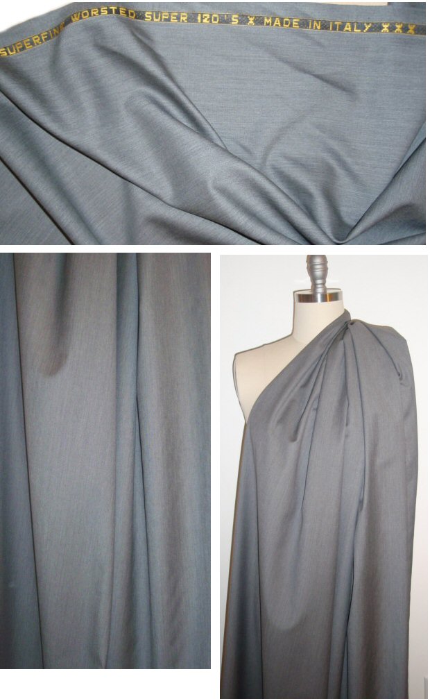 Italian super 120 virgin wool suiting - banker's gray 1.33 yds
