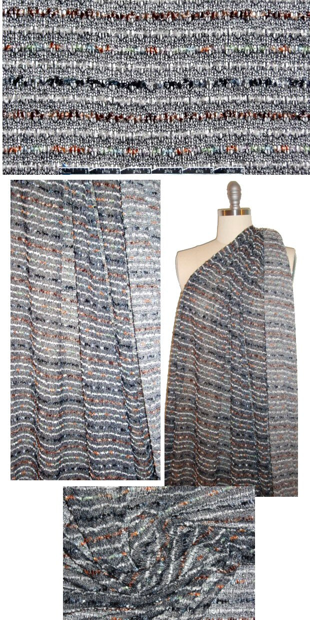 CA designer novelty stitch 'fluff' stripe sweater knit