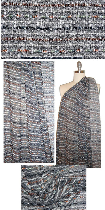 CA designer novelty stitch 'fluff' stripe sweater knit 1.5 yd