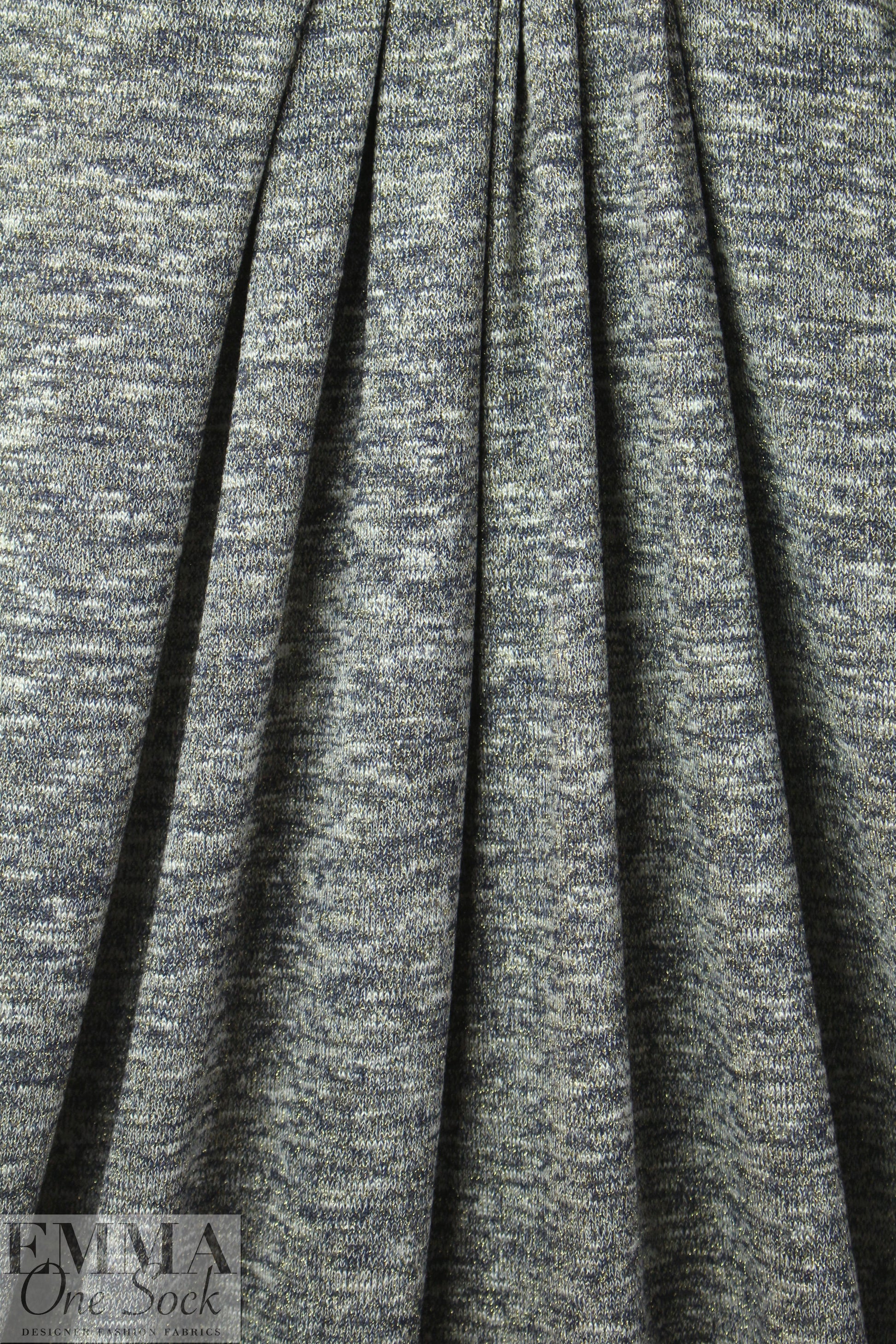 Italian tweedy sweater knit - gray/wht/gold met 1.875 yd