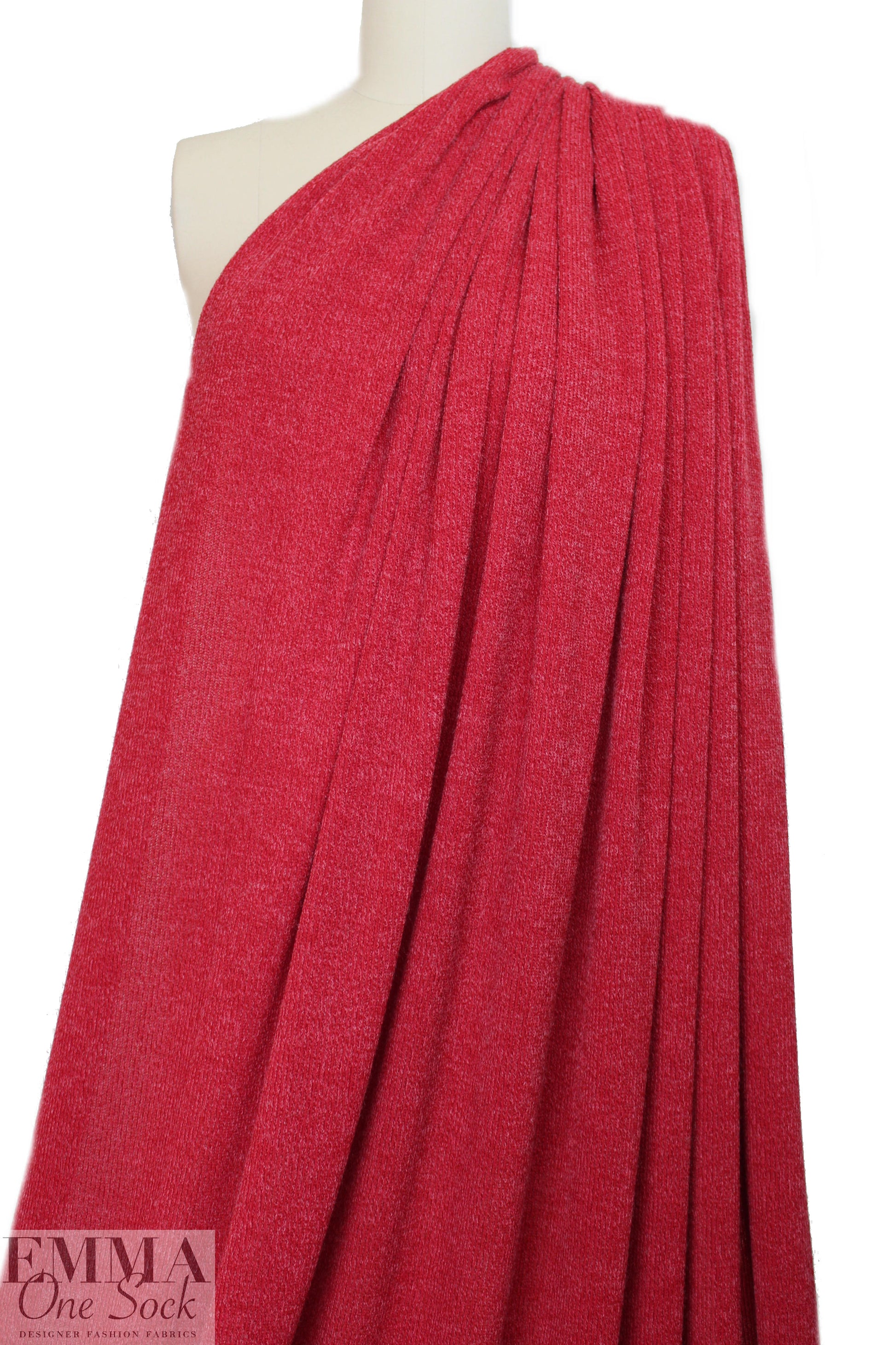 tweedy ribbed sweater knit - crimson
