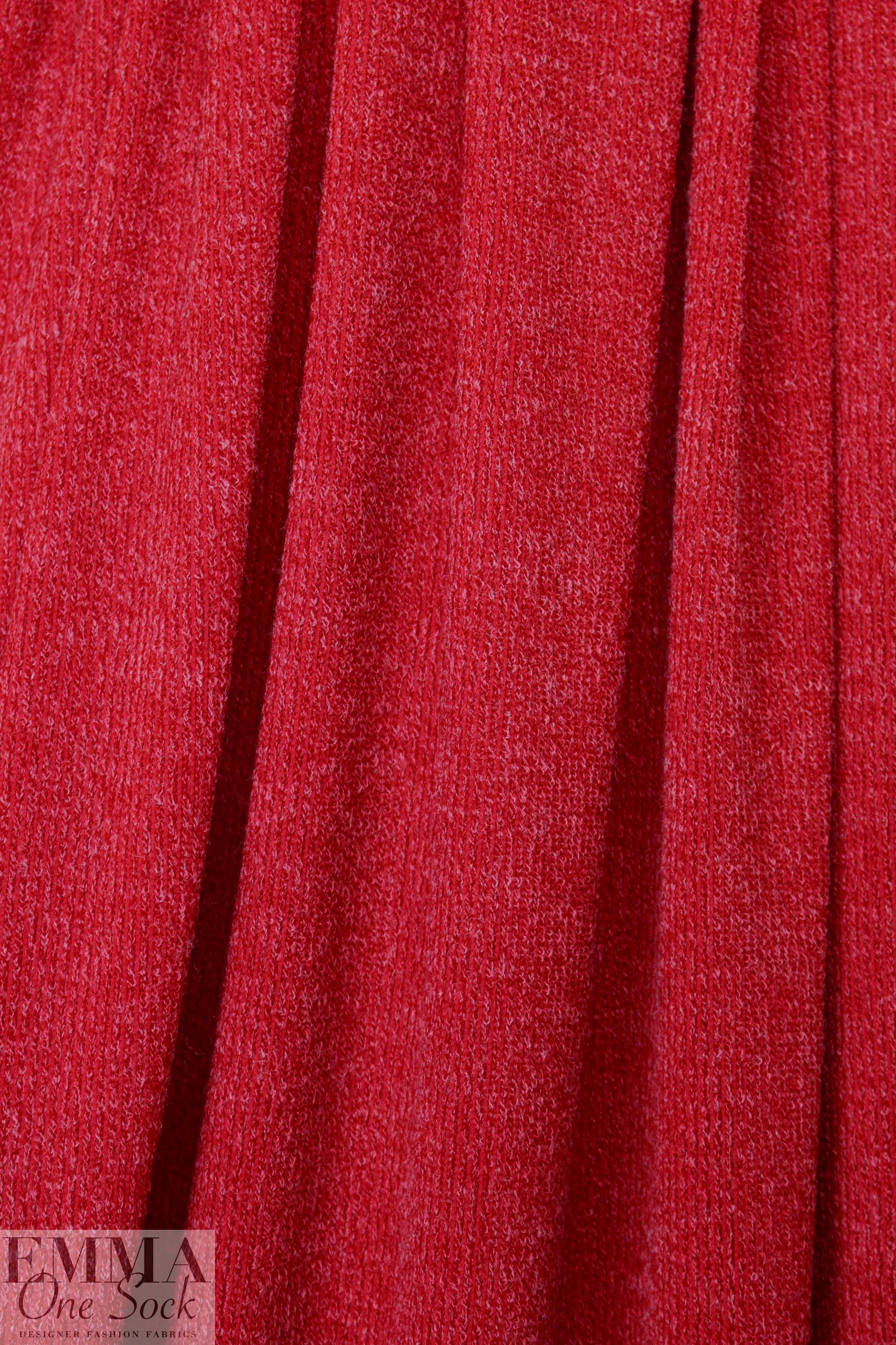 tweedy ribbed sweater knit - crimson