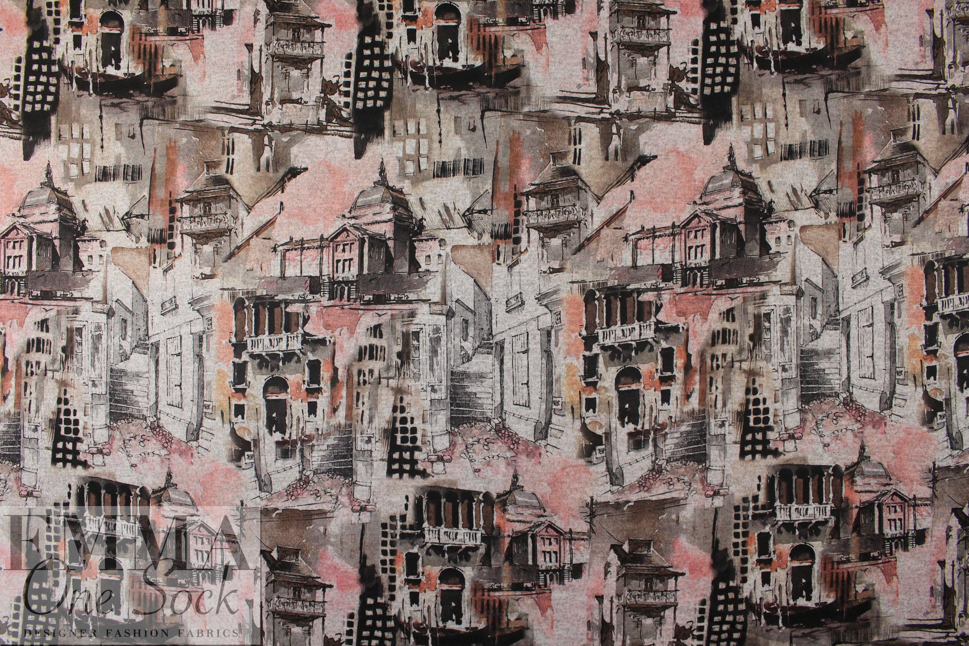 'old city' design sweater knit - mocha/pink blush