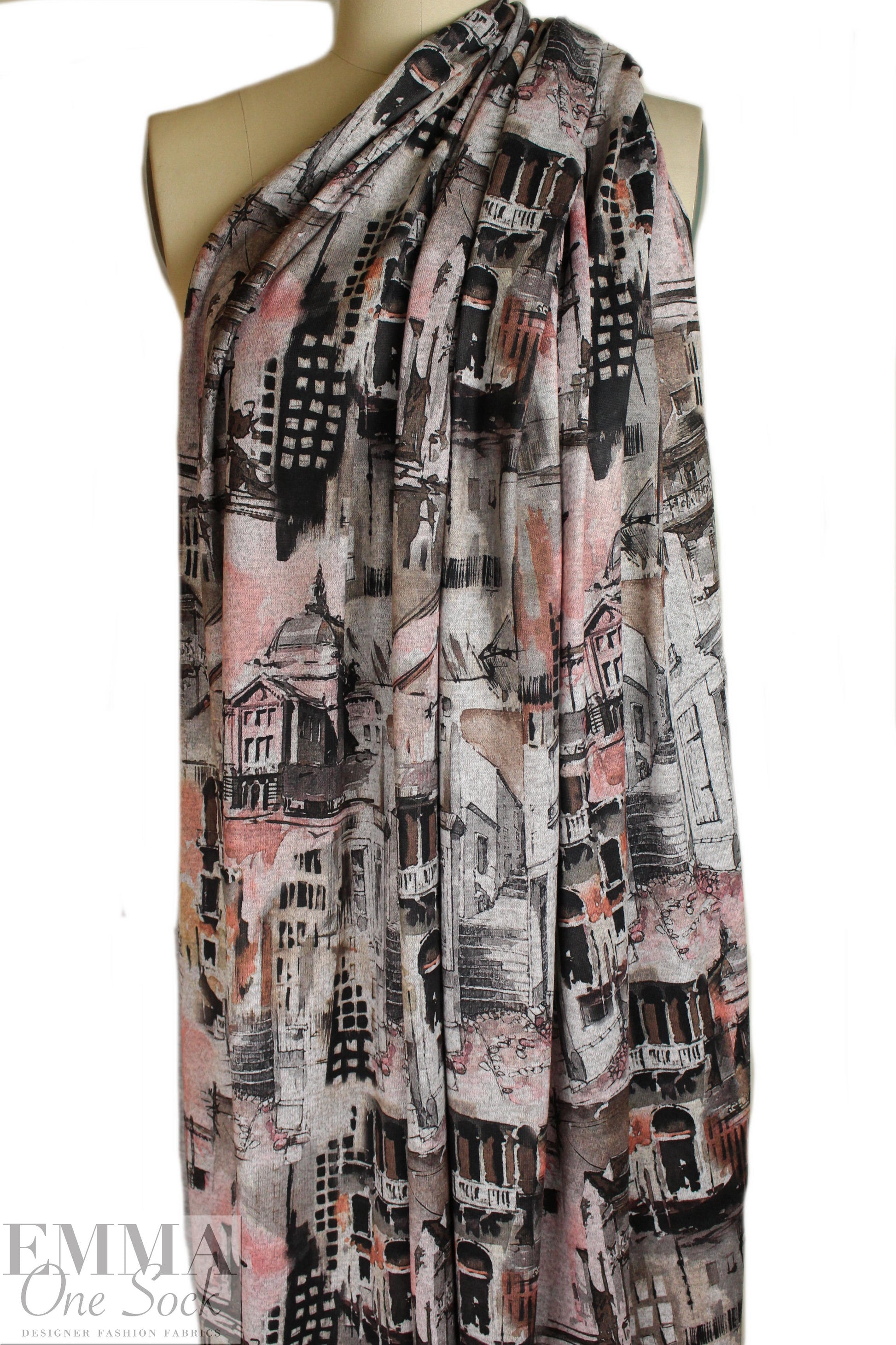 'old city' design sweater knit - mocha/pink blush