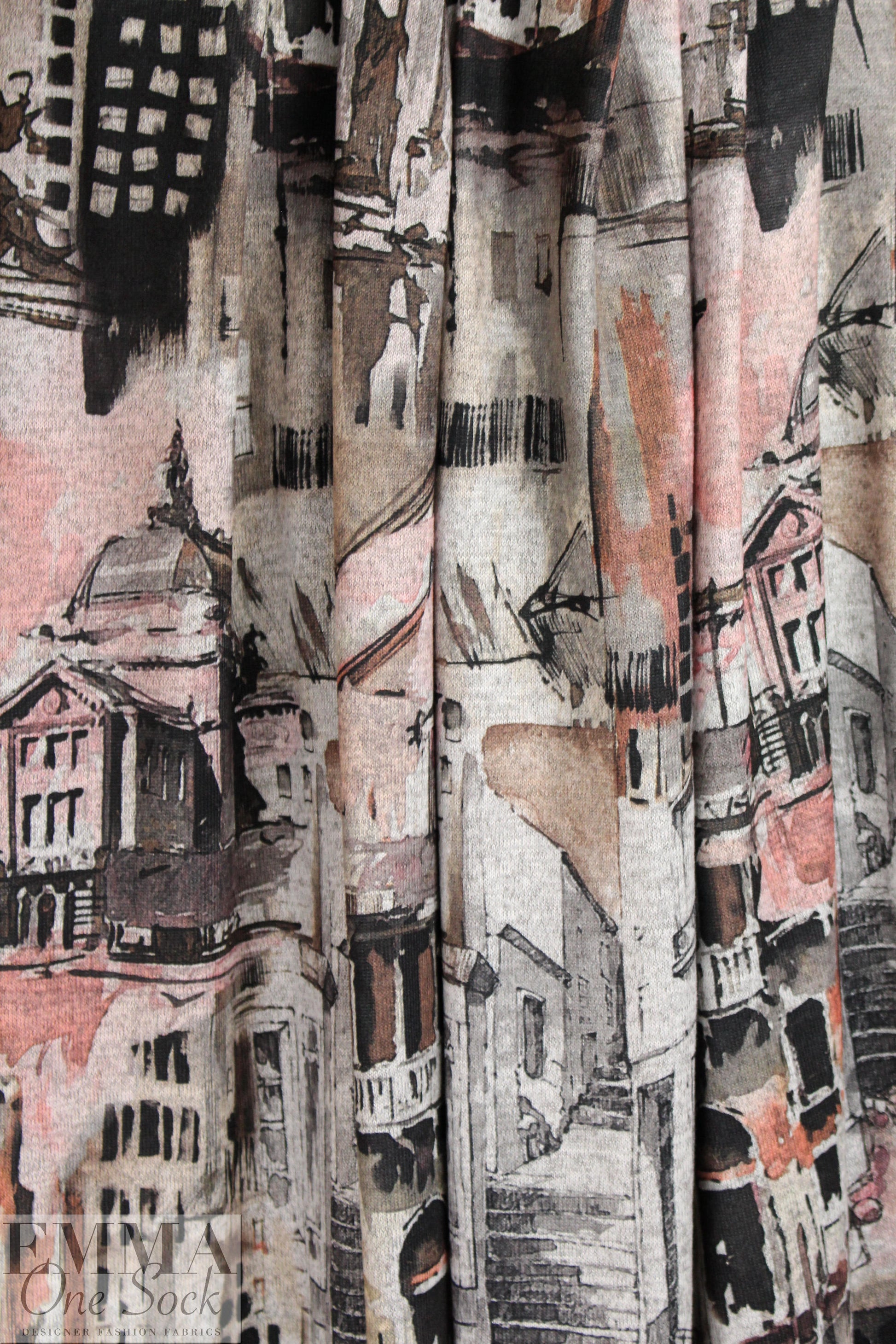 'old city' design sweater knit - mocha/pink blush