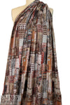 'urban montage' design sweater knit - mocha/brick 1.75 yds