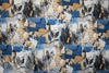 'botanical montage' sweater knit - blues/browns 1.875 yd