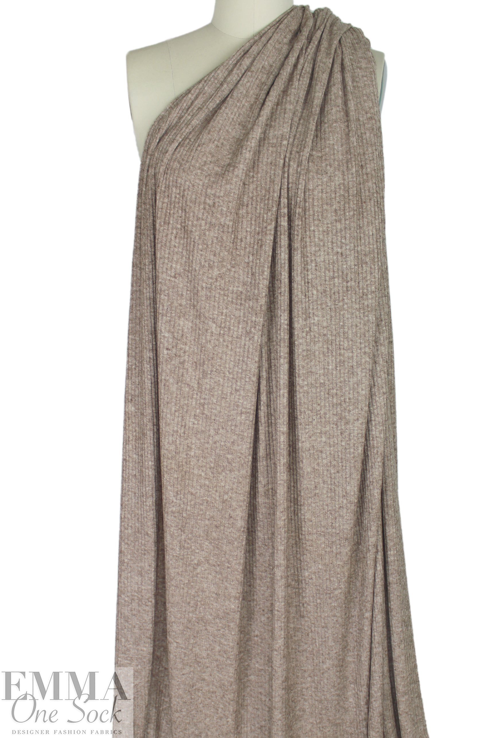 super soft heathered ribbed rayon blend sweater knit - driftwood .5 yds