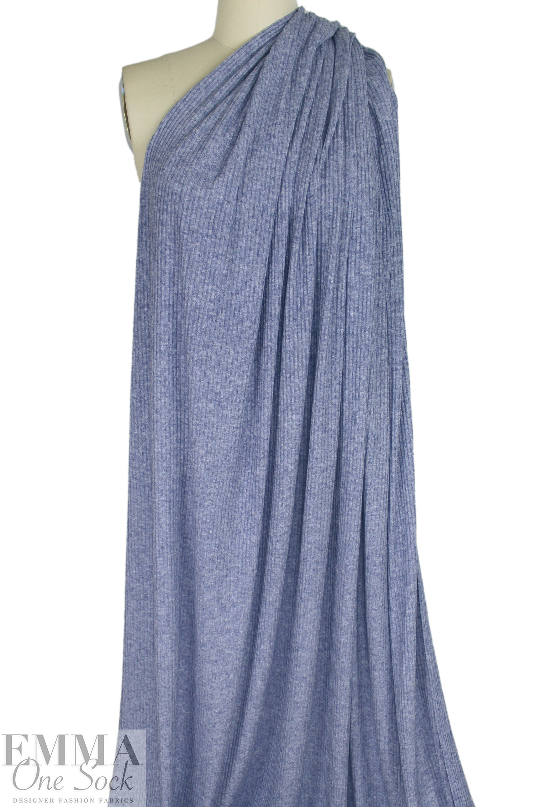 super soft heathered ribbed rayon blend sweater knit - denim 1.25 yds