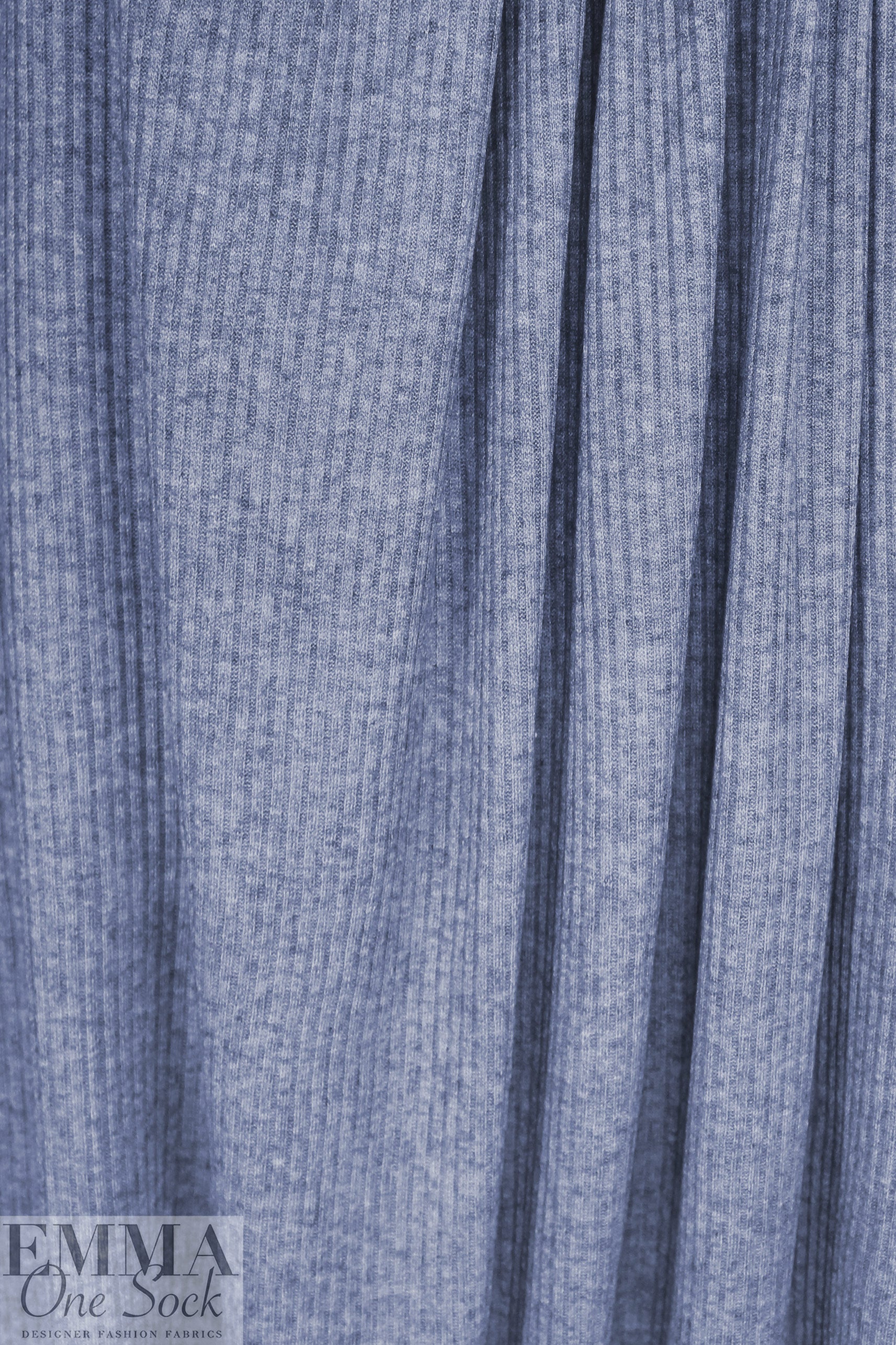 super soft heathered ribbed rayon blend sweater knit - denim 1.75 yd
