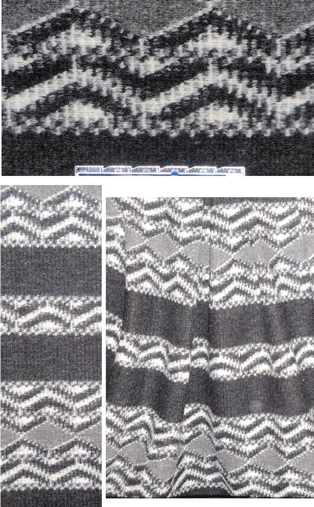 Italian chunky black/gray/ww 'fairisle' wool knit 2.875 yds