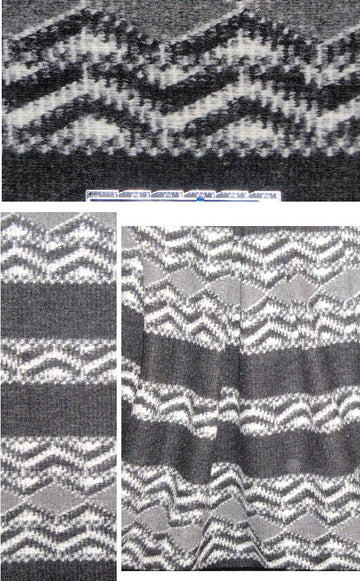 Italian chunky black/gray/ww 'fairisle' wool knit 2.875 yds