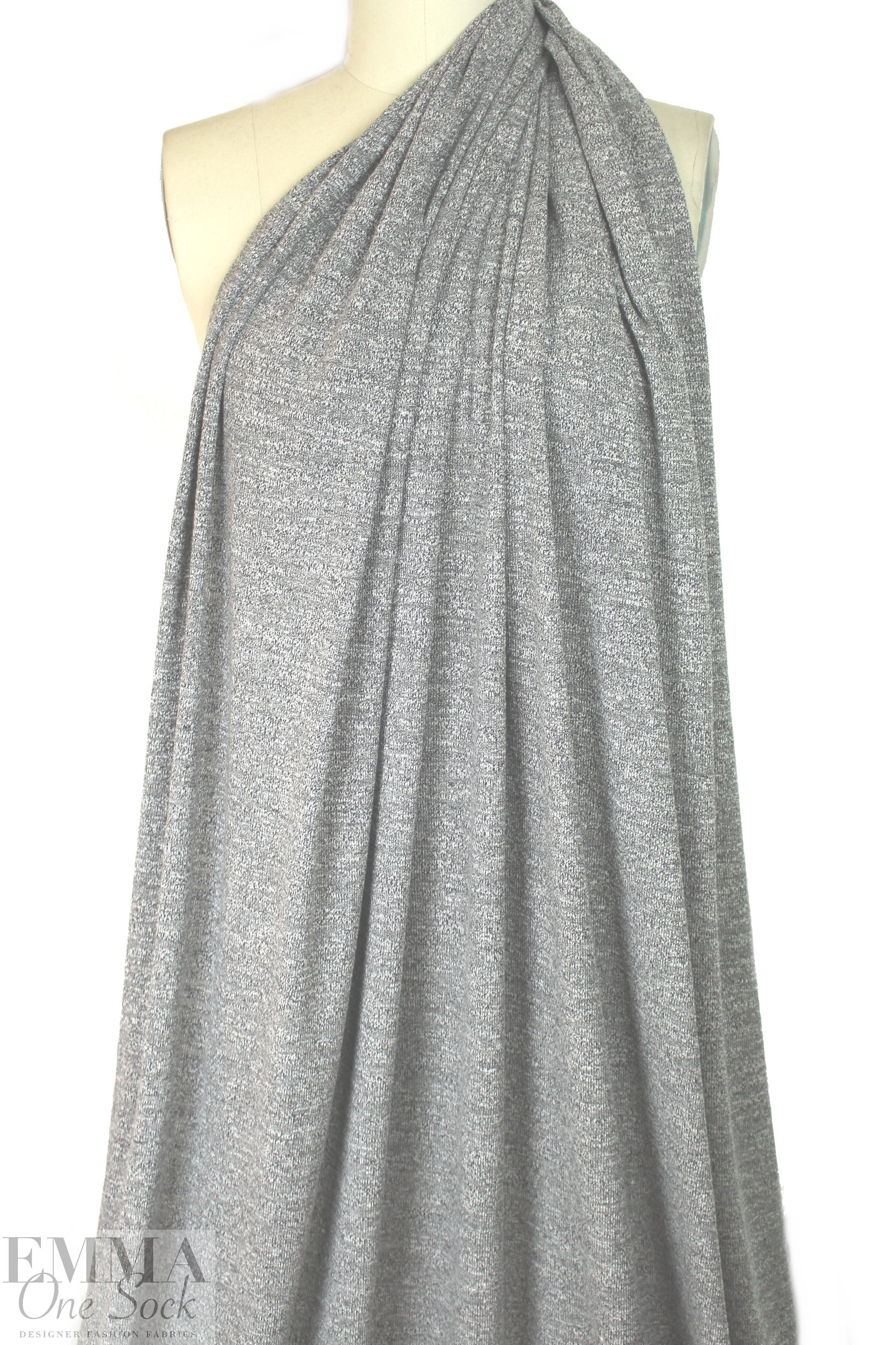 CA designer cotton blend sweater knit - salt/pepper 1.75 yd