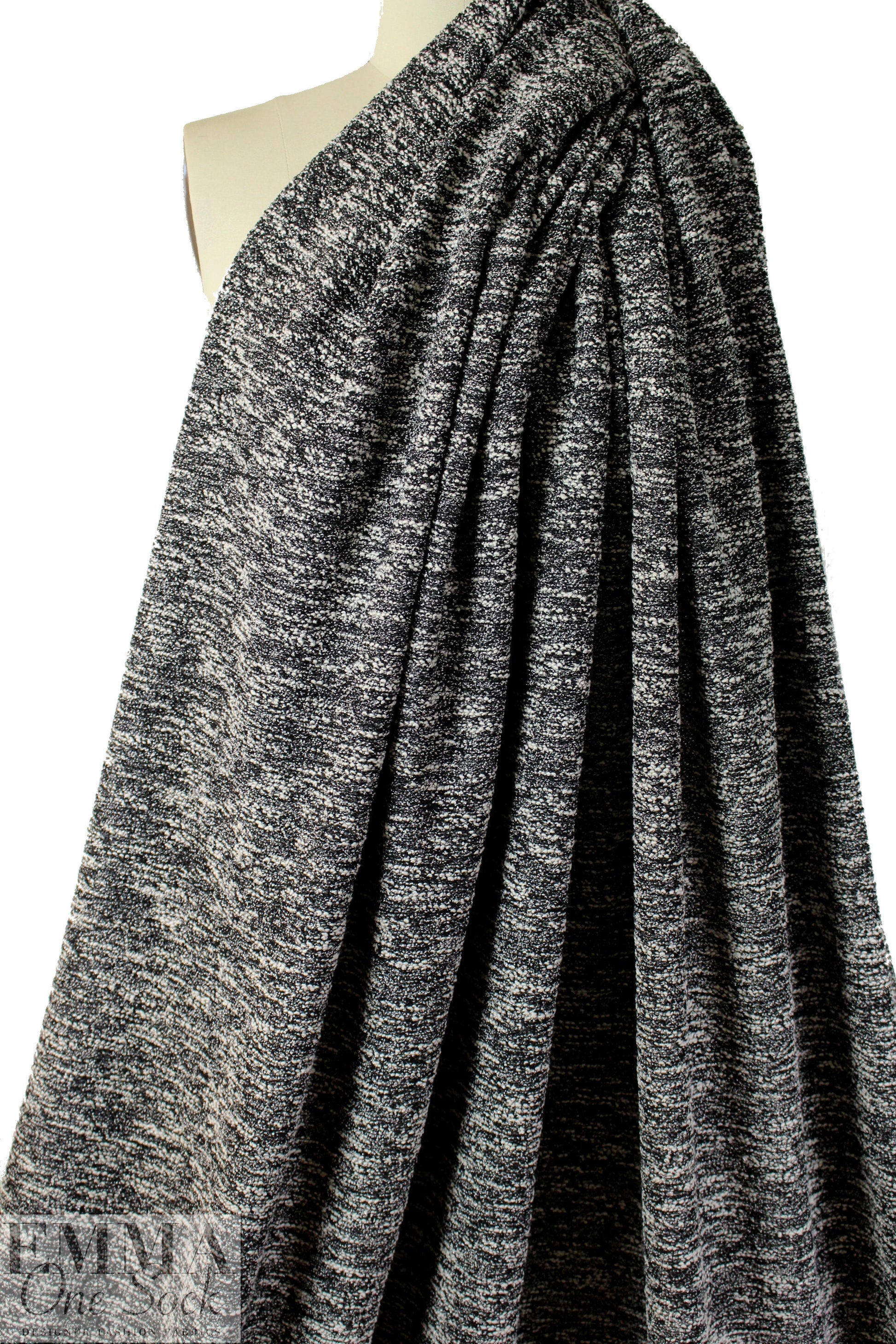 NY designer black/winter white nubby sweater knit