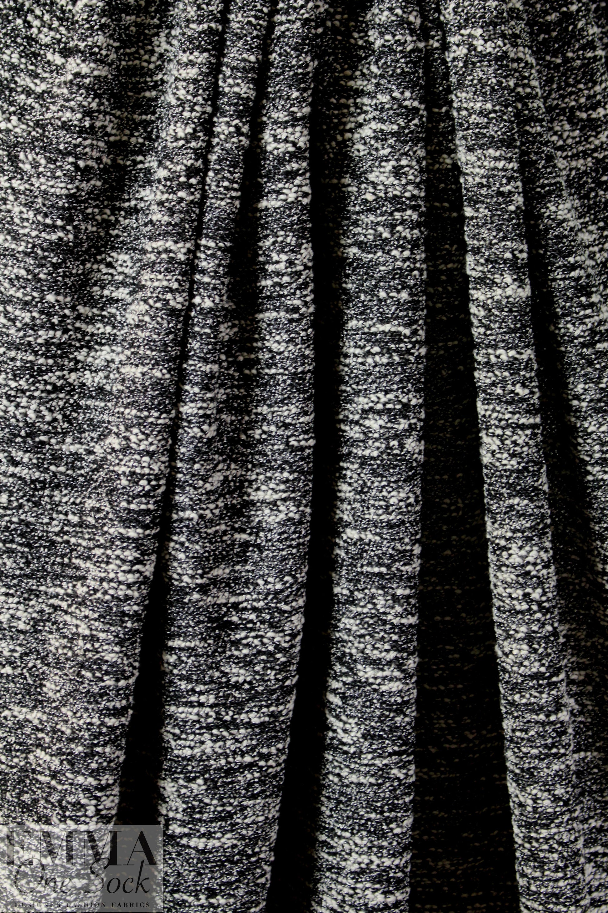 NY designer black/winter white nubby sweater knit 1.25 yds