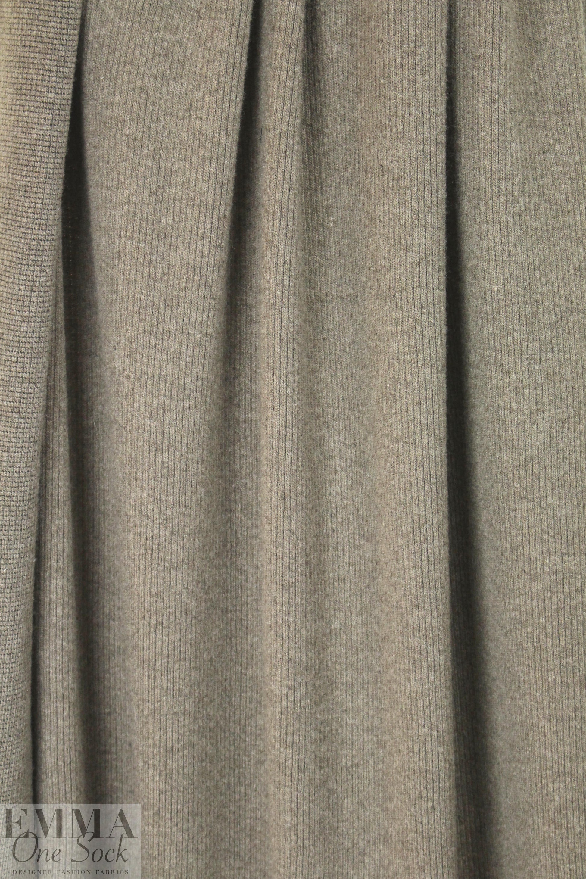 NY designer wool ribbed sweater knit - woodsy heather