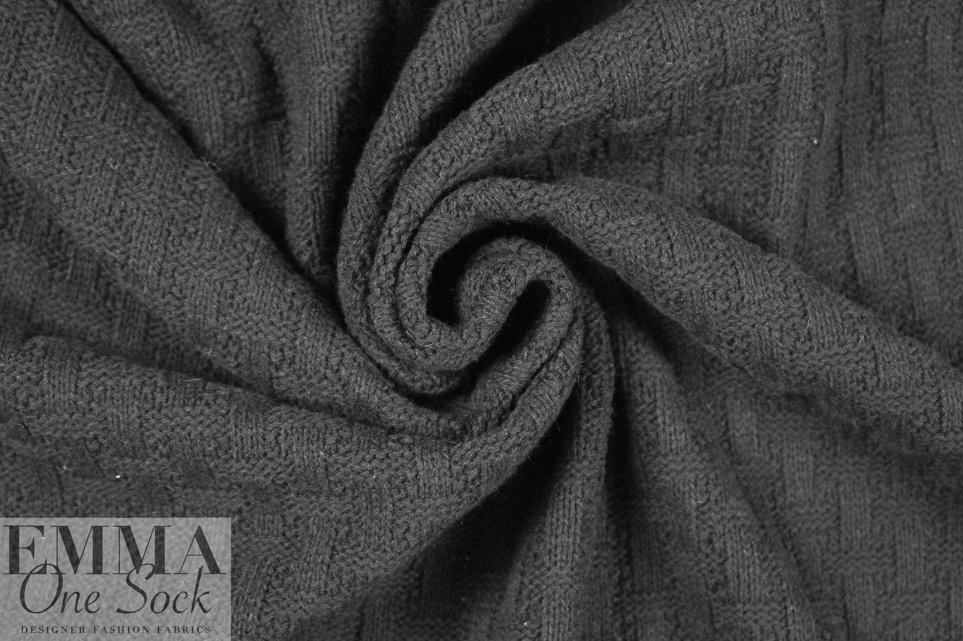 Italian 'basketweave' stitch sweater knit - black 2.25 yd