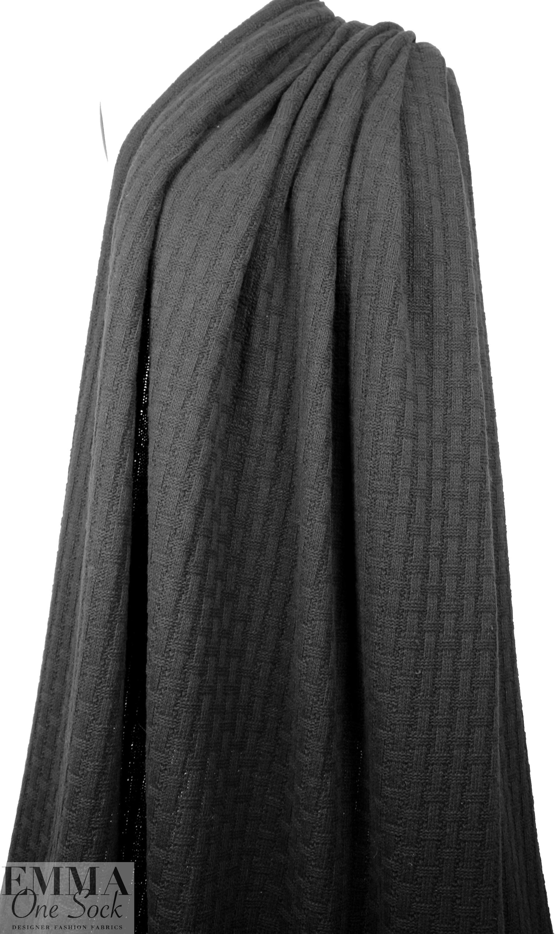 Italian 'basketweave' stitch sweater knit - black