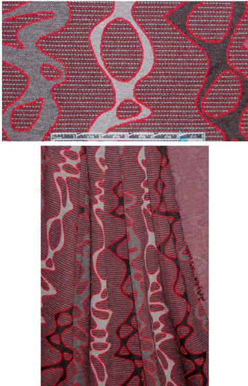 NY designer red/gray wavy design doubleknit .5 yds