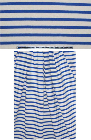 Italian blue/nat. stripe all-cotton sweater knit