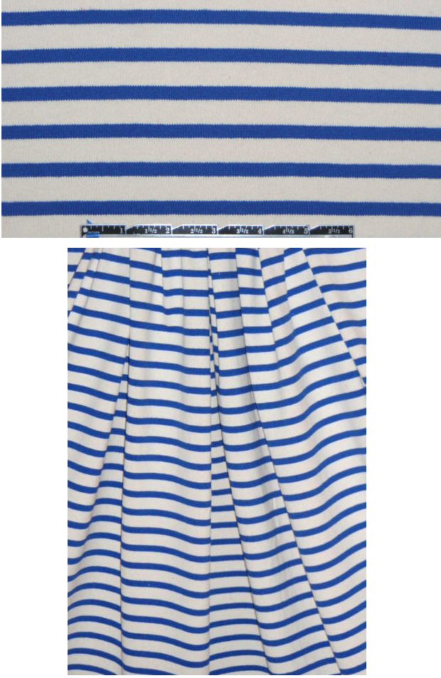 Italian blue/nat. stripe all-cotton sweater knit 1.25 yds